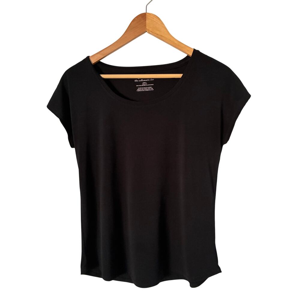Vinatage Chico's 'The Ultimate Tee' Black Scoop Neck Basic Minimalist Top Small